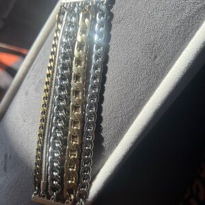 Jenny Bird Austin Cuff Multi Tone Metal Multi Chain Bracelet
